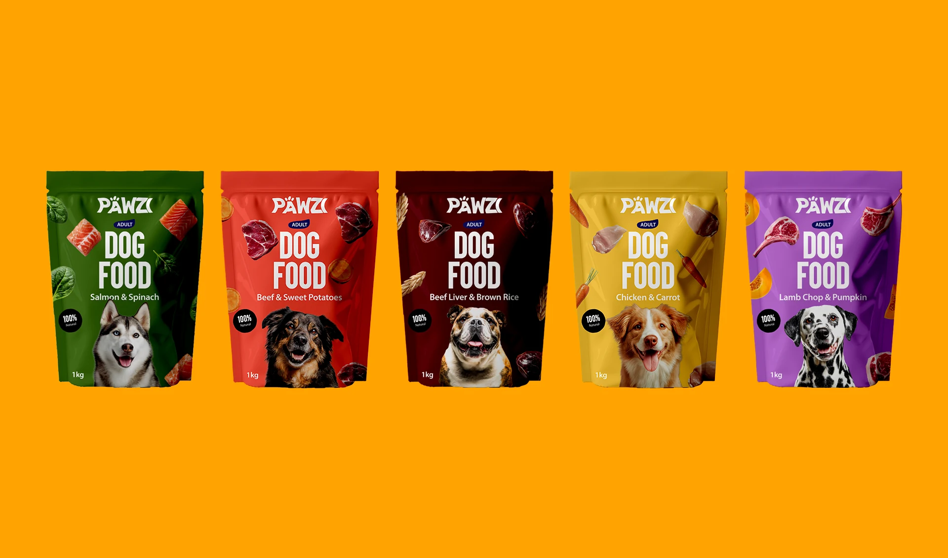 Pawzi Dog Food Package design hero